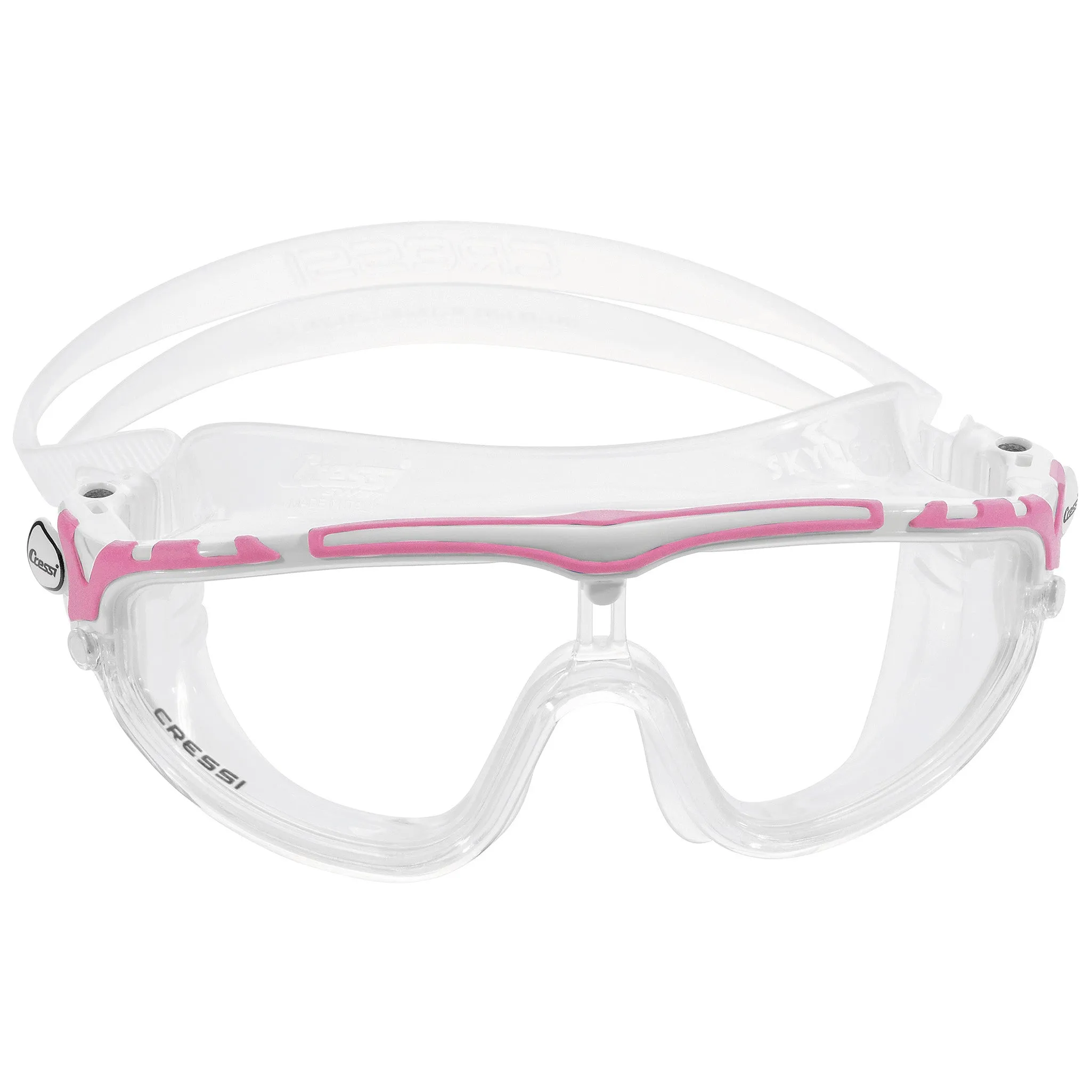 Open Box Cressi Adult Wide View Silicone Skylight Swimming Mask - Clear/White/Pink