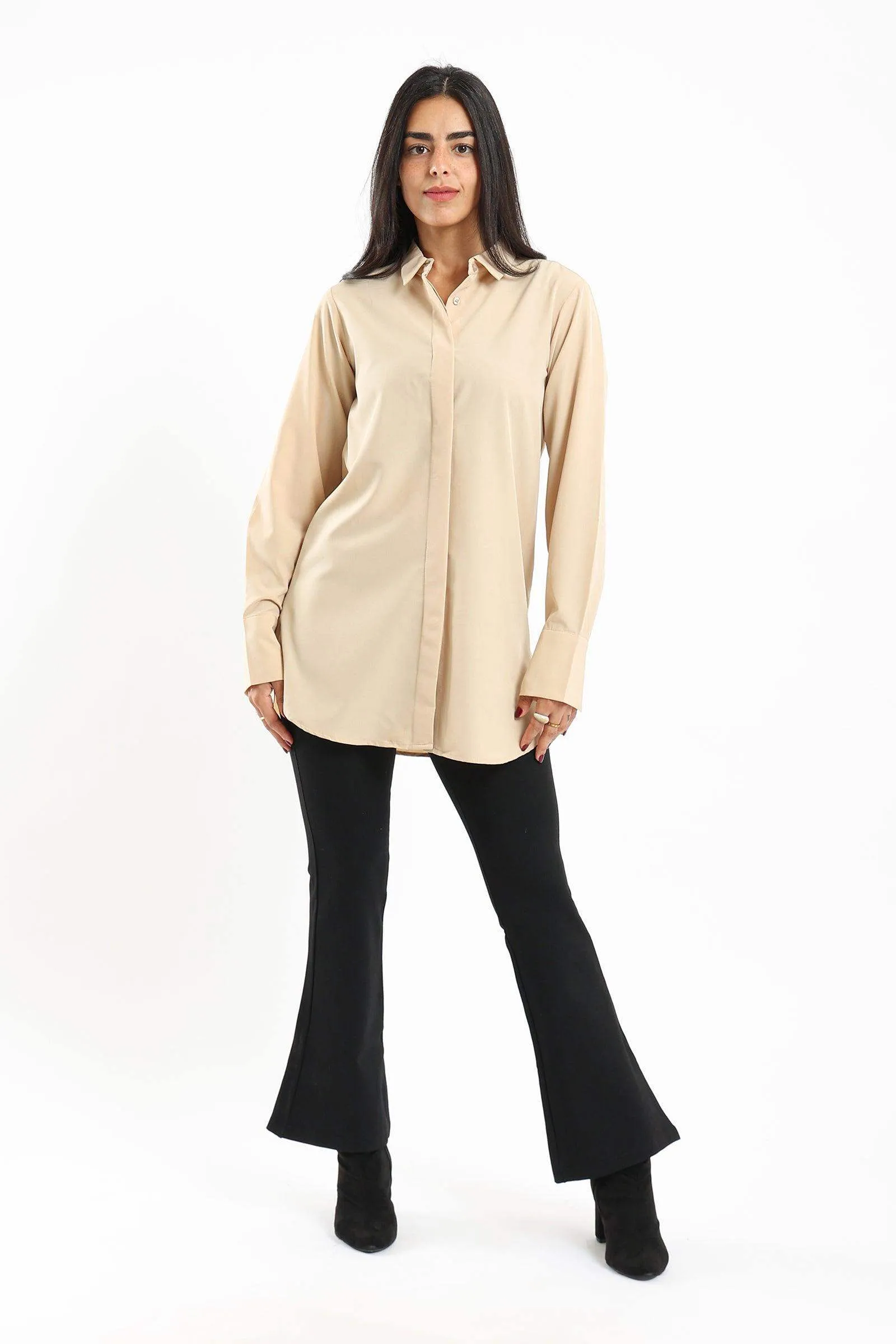 Oversized Cuffs Plain Shirt