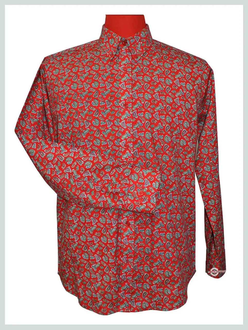 Paisley Shirt | 60s Vintage Style Red Paisley Mod Shirt