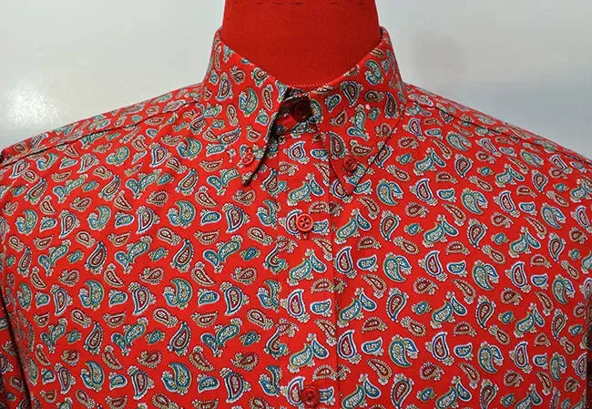 Paisley Shirt | 60s Vintage Style Red Paisley Mod Shirt