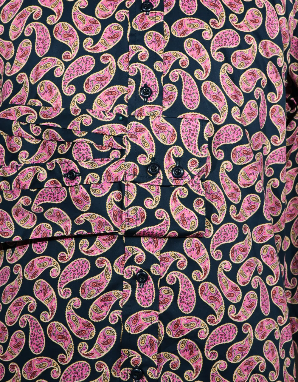 Paisley Shirt - Pink and Dark Navy Blue Paisley Shirt