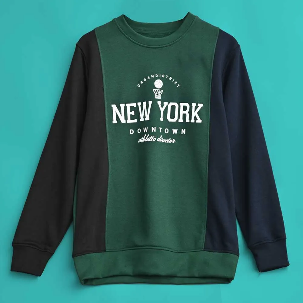 Polo Republica Men's New York Printed Vertical Panel Terry Sweat Shirt