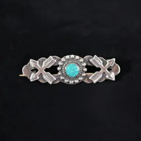 SOLD Vintage Sterling & Turquoise Fred Harvey Era Crossed Arrows Bar Brooch/Pin 8.4 Grams