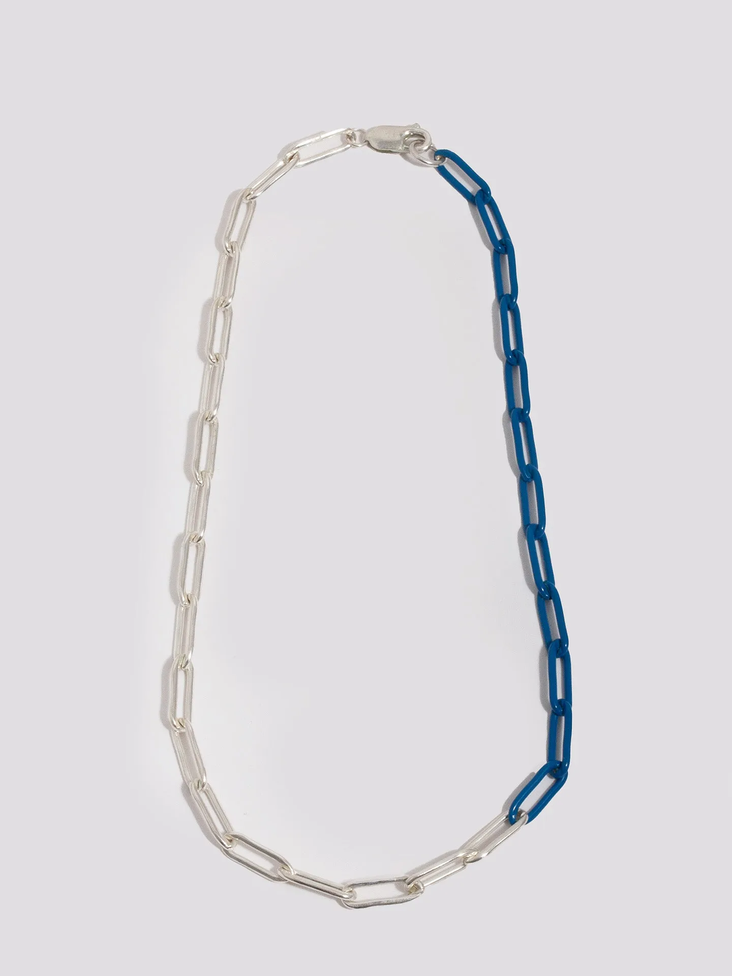 Sterling Silver & Blue XL Long Link Choker - Archival Collection