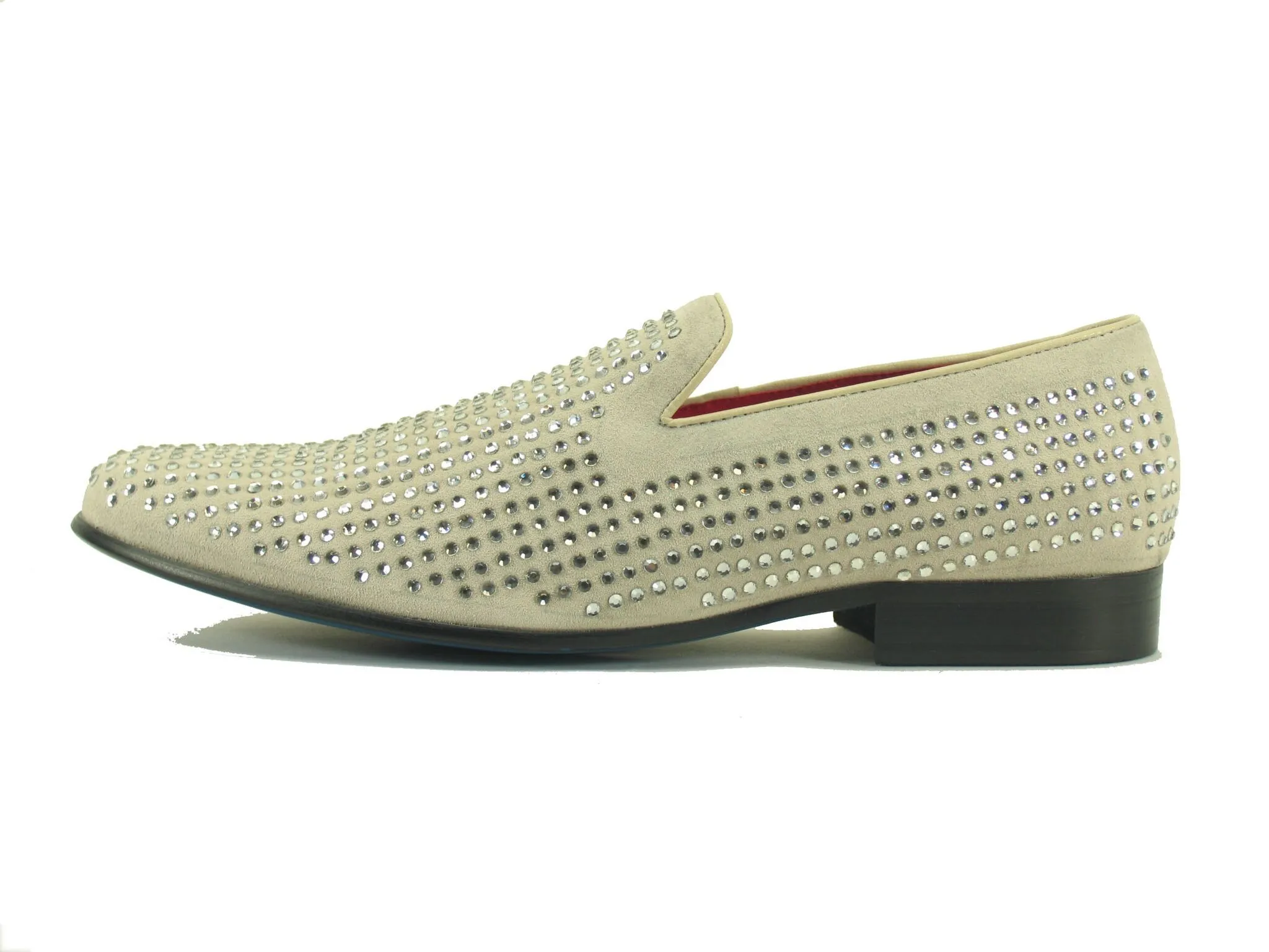 Studded Suede Slip-On Loafer Bone