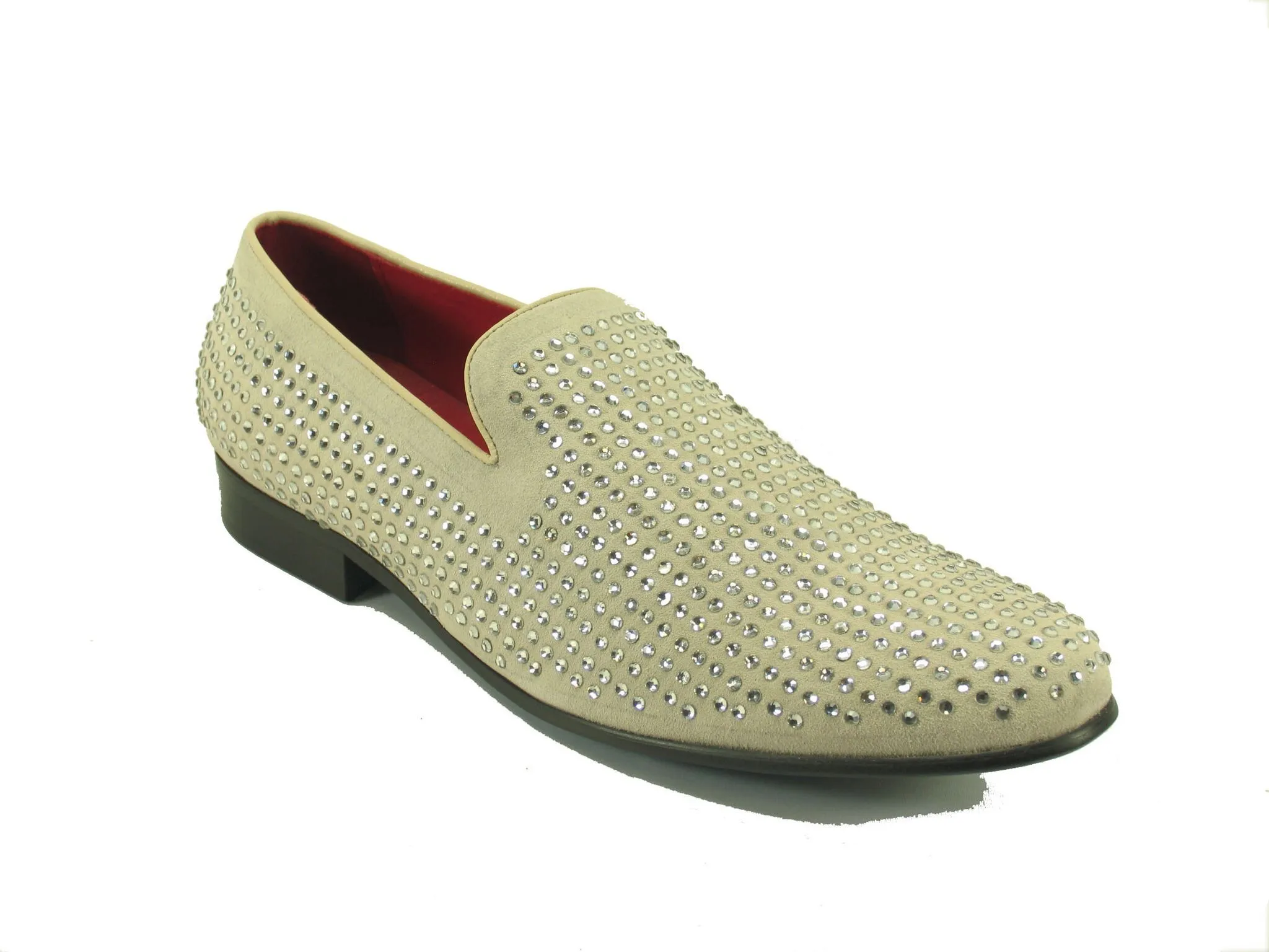 Studded Suede Slip-On Loafer Bone