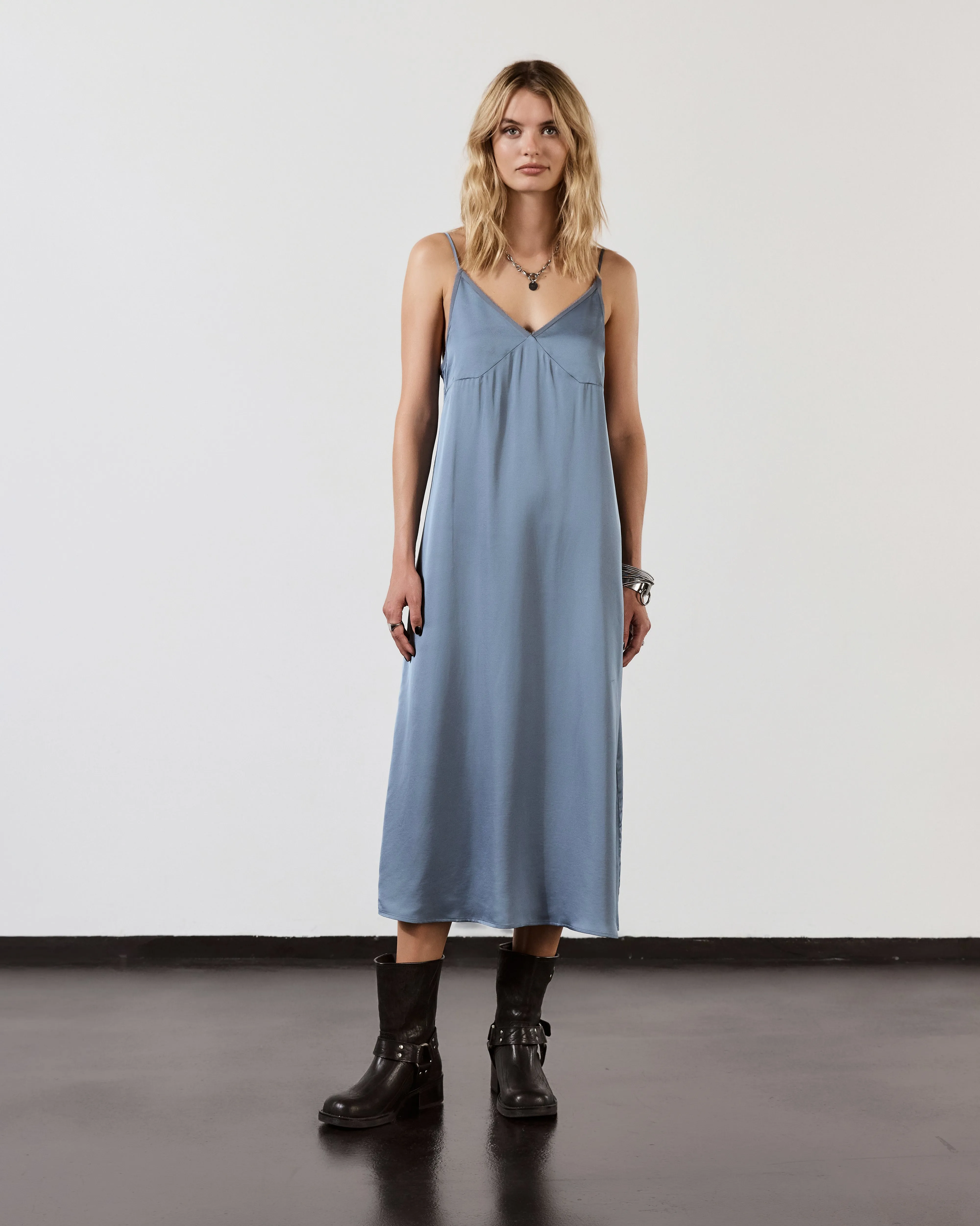 The Blue Long Slip Dress