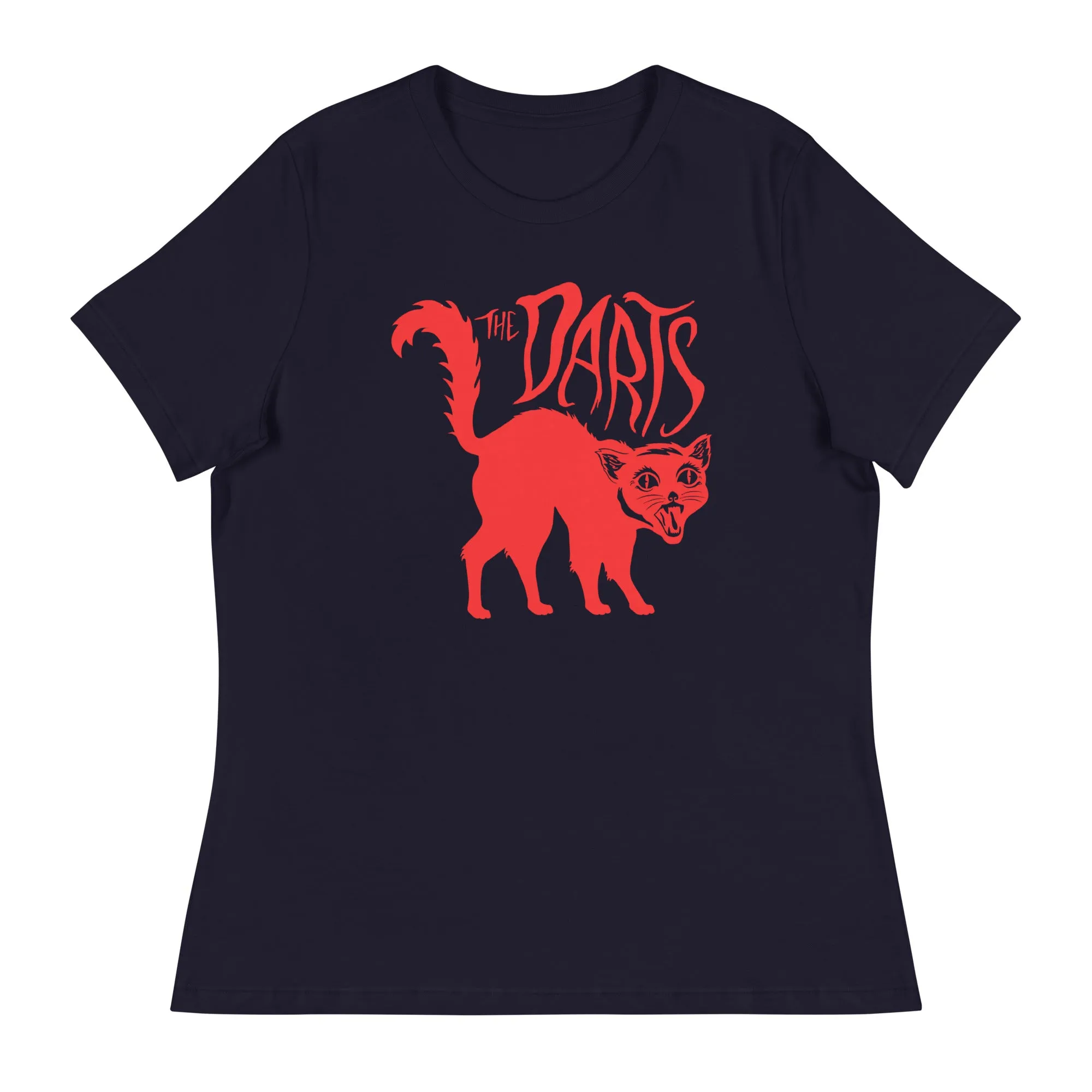 THE DARTS RED "SPOOKY CAT" BLACK FEMME FIT TEE