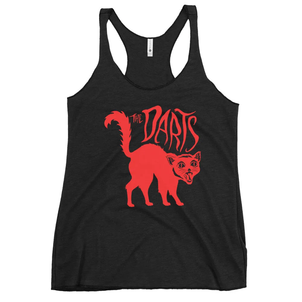 THE DARTS RED "SPOOKY CAT" FEMME FIT RACERBACK TANK