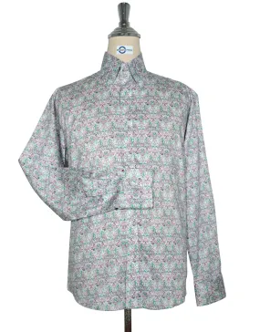 This Shirt Only - Green and Purple Floral Shirt Size M