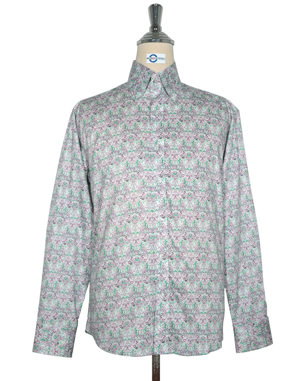 This Shirt Only - Green and Purple Floral Shirt Size M