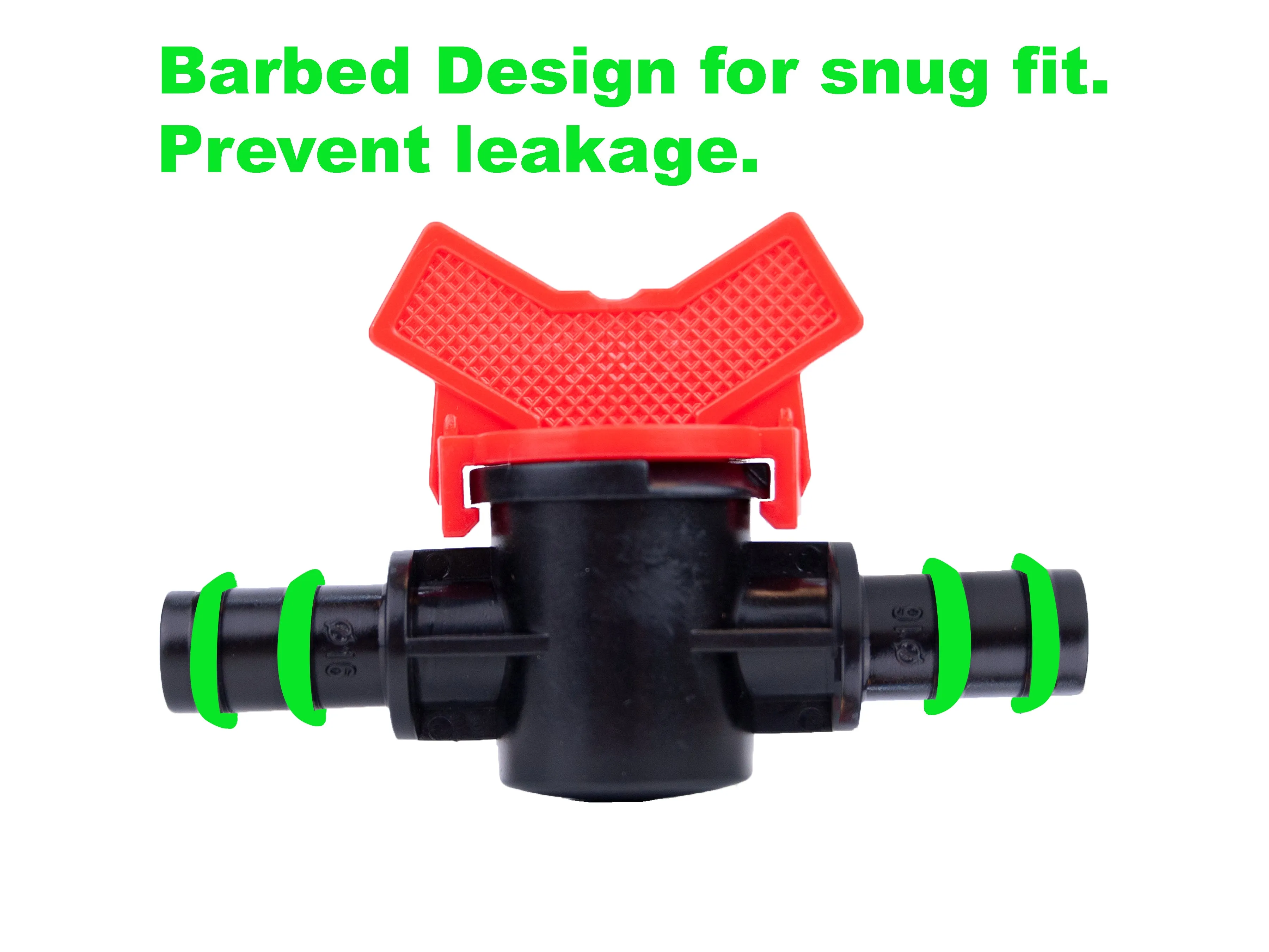 Viagrow Plastic Barbed Shut Off Ball Connector’s Irrigation Fitting for ½ inch, Black, 5 Units Per Pack (Case of 6)