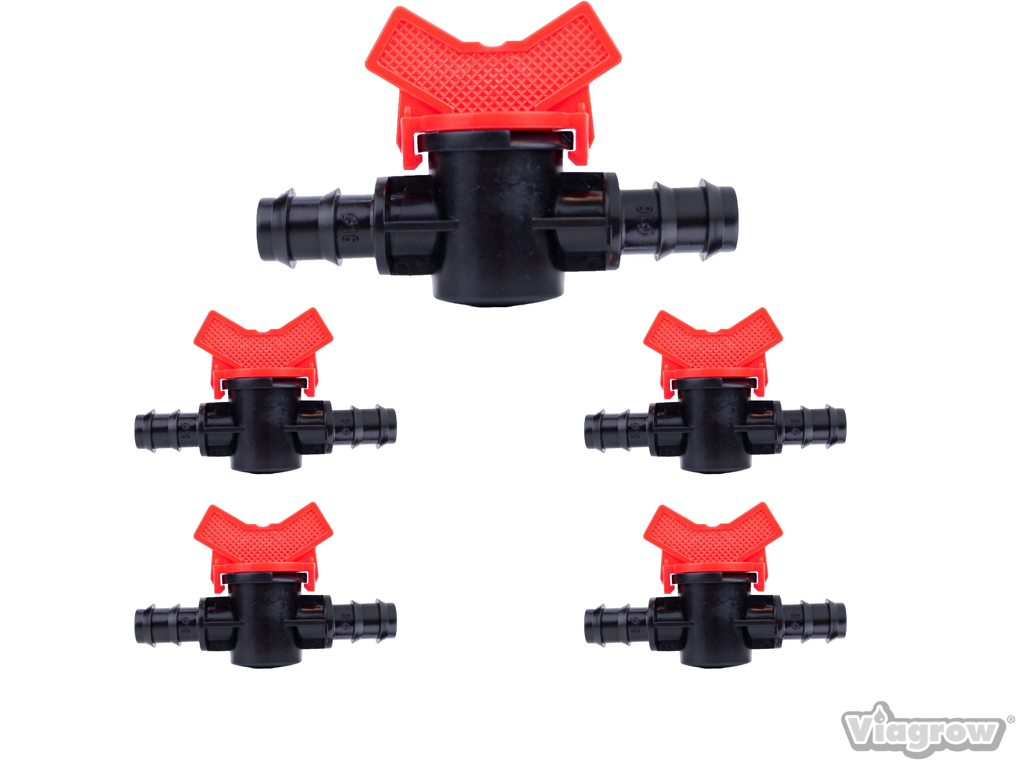 Viagrow Plastic Barbed Shut Off Ball Connector’s Irrigation Fitting for ½ inch, Black, 5 Units Per Pack (Case of 6)