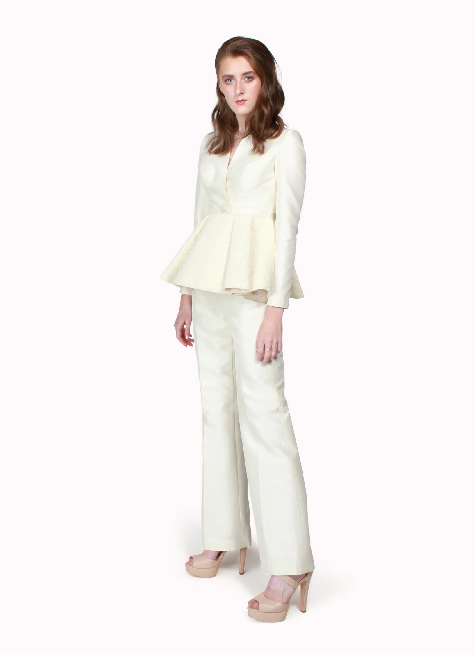 White Peplum Suit