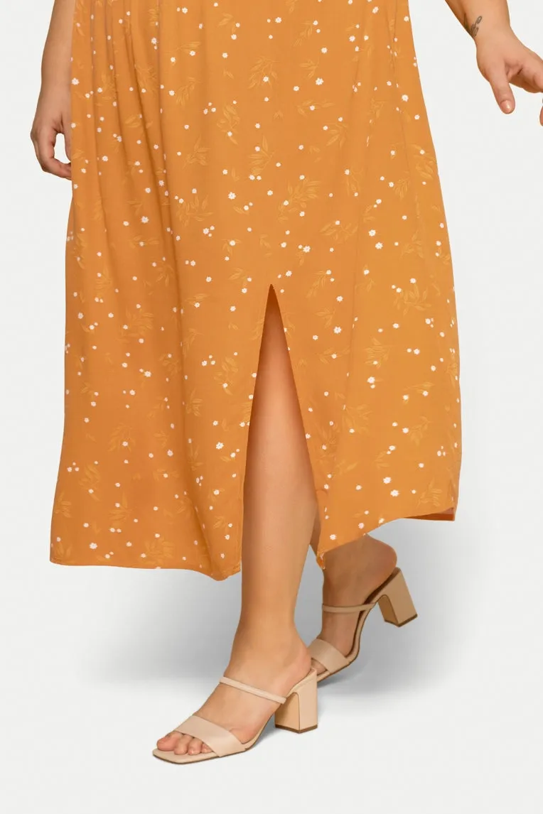 Yellow Lily Fluid Midi Skirt